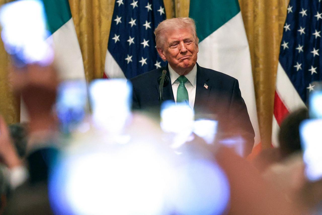 U.S. President Donald Trump arrives for a St. Patrick’s Day event in the East Room of the White House in Washington, DC on March 17, 2026. (AFP Photo)