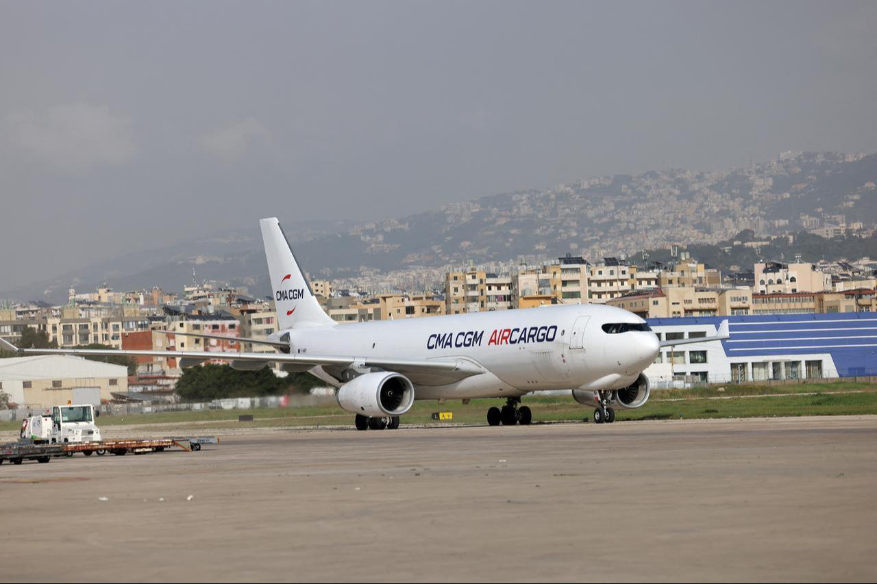 A French cargo plane carrying aid from the French Ministry of Health arrives at Beirut International Airport on March 12, 2026. (AFP Photo)