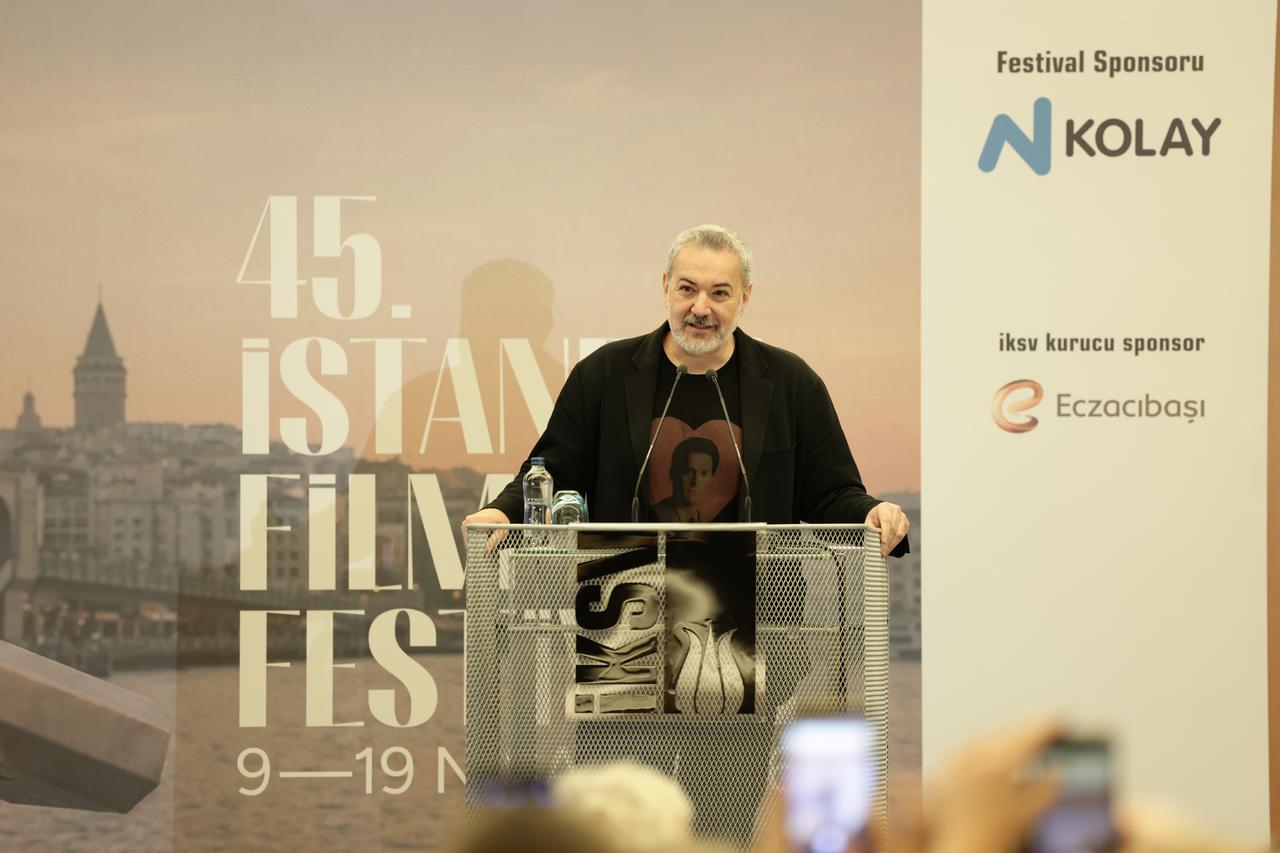 Istanbul Film Festival Director Kerem Ayan delivers remarks during the press conference announcing the 45th edition of the festival, Istanbul, Türkiye, March 23, 2026. (AA Photo)