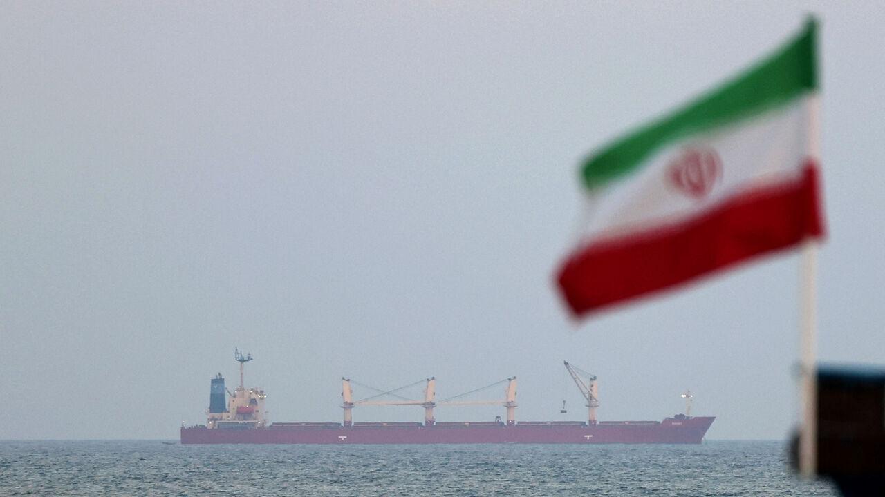 A picture taken on April 29, 2023, shows a shipping vessel sailing past Iran's Gulf island of Qeshm. (AFP Photo)