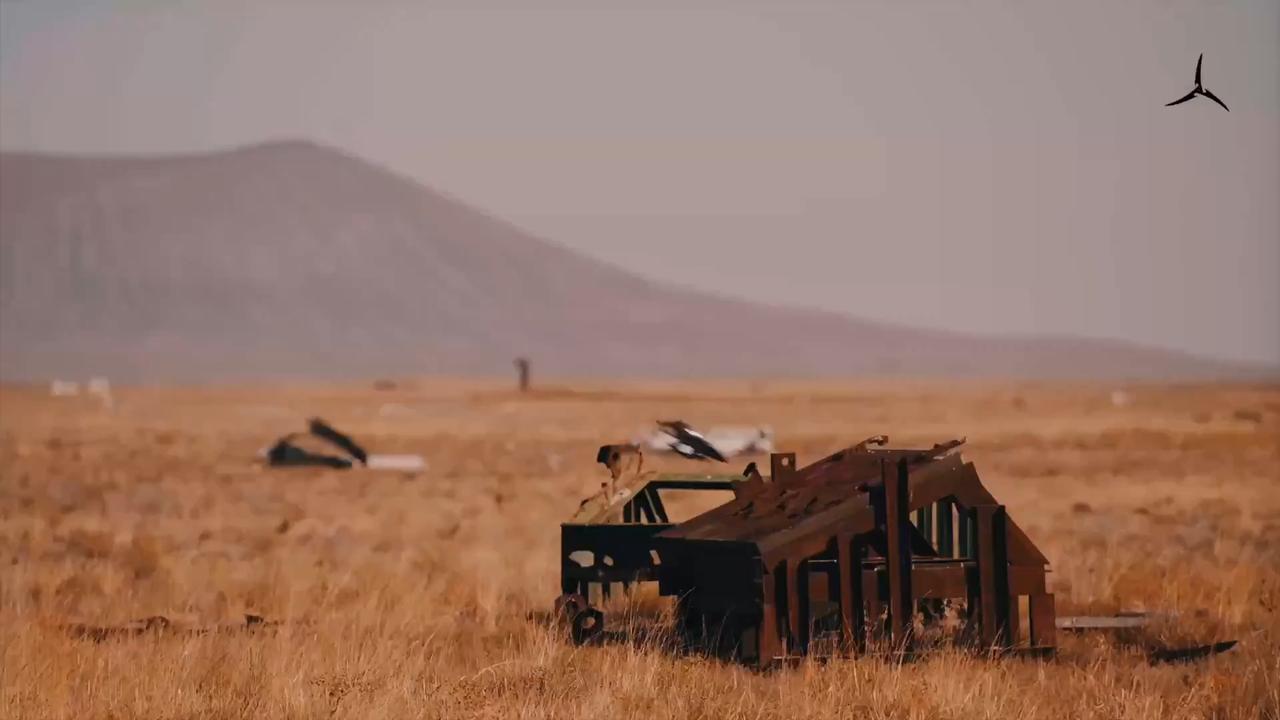 A screenshot from a video shows a Turkish FPV drone maker, Skydagger's drone flying to its target during tests at an undisclosed location and time. (Photo via X/@SkydaggerDrones)
