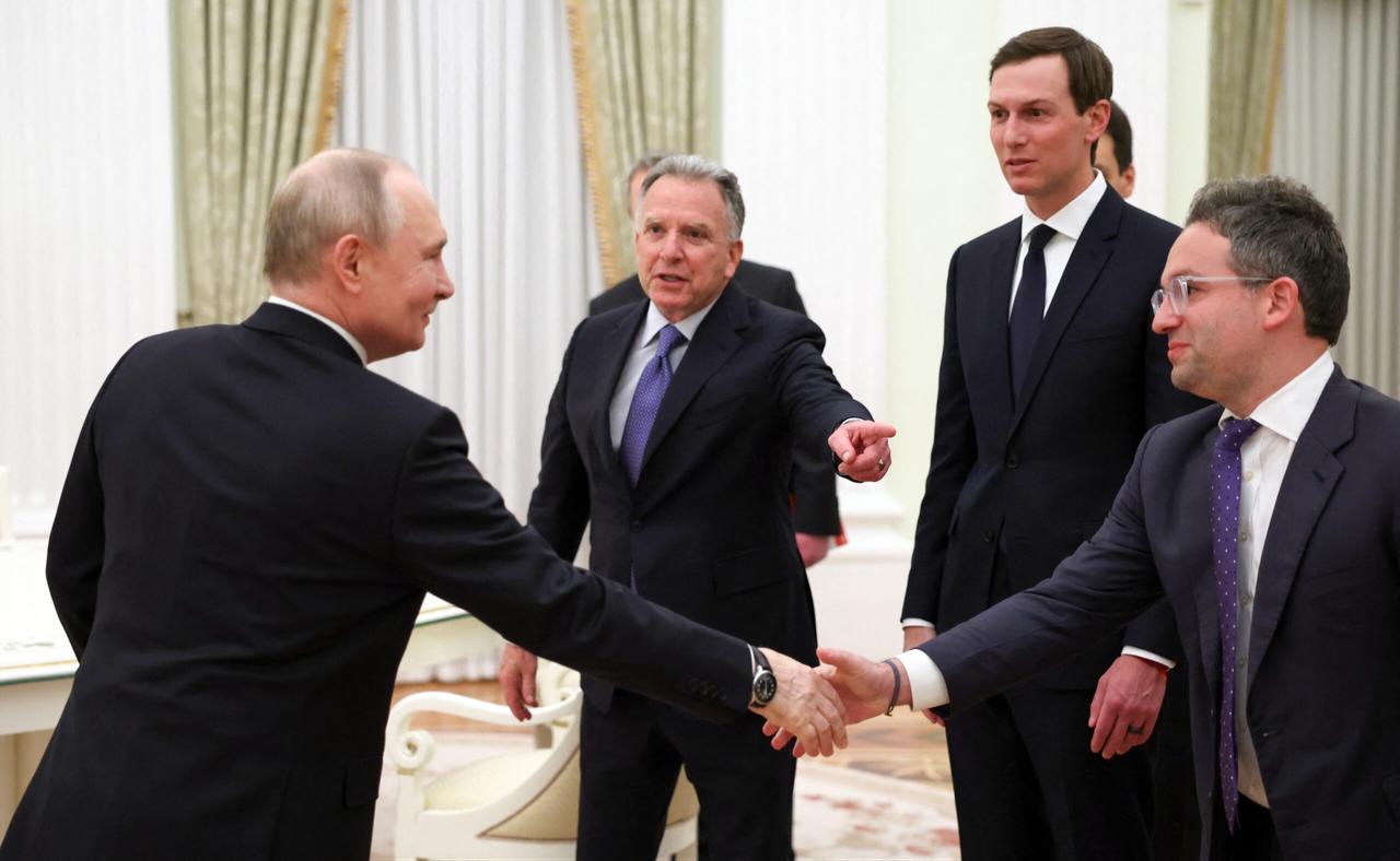 Russia's President Vladimir Putin welcomes US special envoy Steve Witkoff, US President Donald Trump's son-in-law Jared Kushner, during a meeting at the Kremlin in Moscow, January 22, 2026. (AFP Photo)