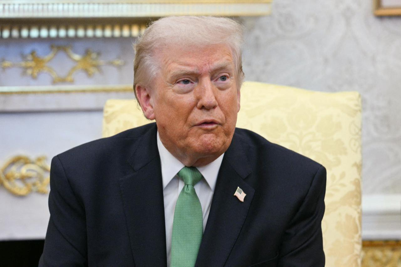 US President Donald Trump speaks during a bilateral meeting with the Taoiseach of Ireland Micheál Martin (not seen) in the Oval Office of the White House in Washington, DC on March 17, 2026. (AFP Photo)