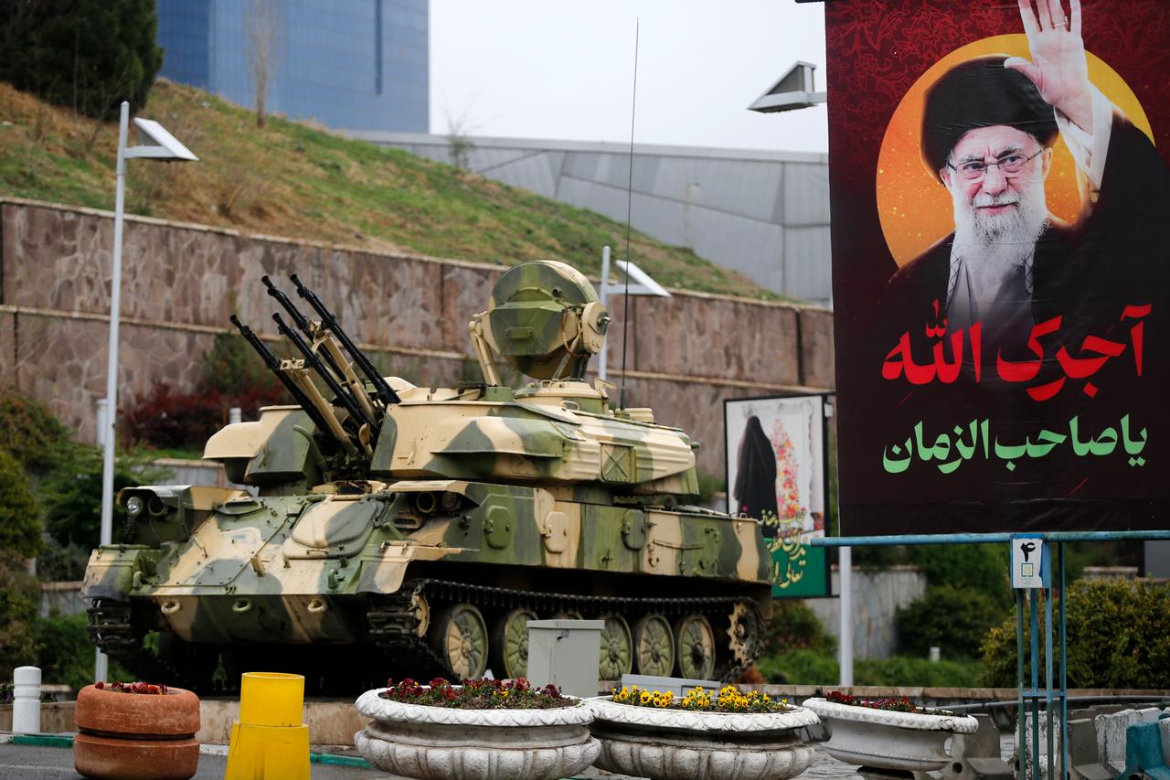 Domestically produced tanks and missiles are put on display in Tehran, Iran on March 25, 2026. (AA Photo)