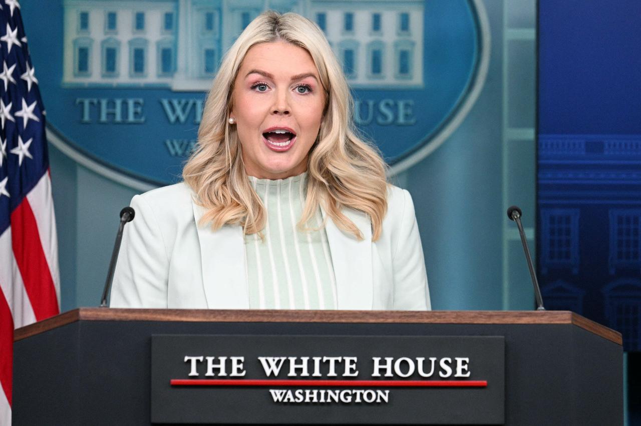 White House Press Secretary Karoline Leavitt speaks during a press briefing in the Brady Briefing Room of the White House in Washington, DC, March 25, 2026. (AFP Photo)