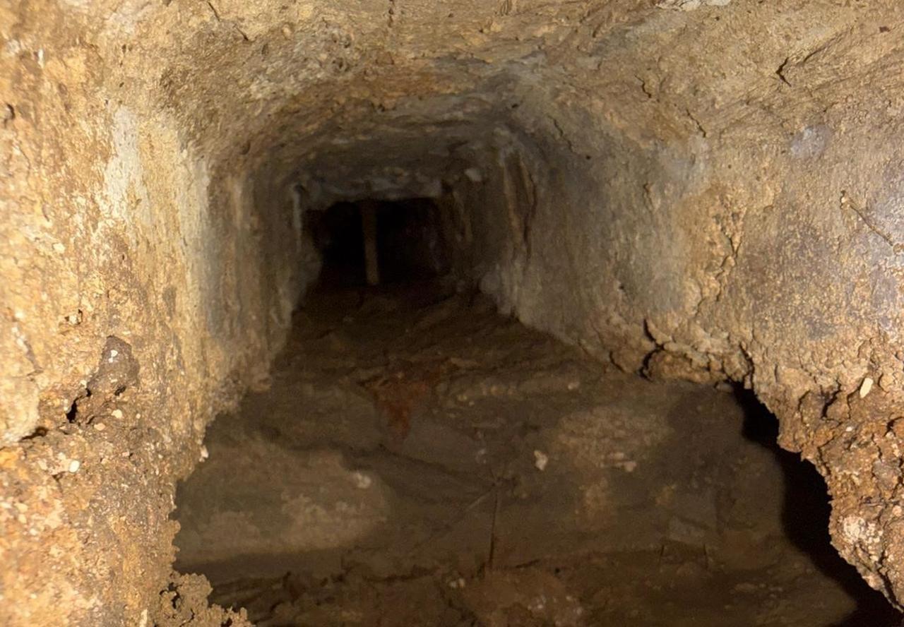 Underground channel structure uncovered during restoration works inside the historic Murad II Mosque in Bursa, Türkiye, March 27, 2026. (IHA Photo)