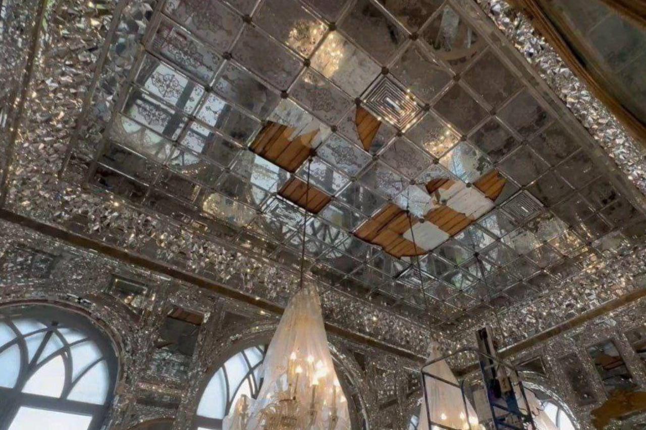 Interior sections of the UNESCO-listed Golestan Palace show visible damage following a strike near Arg Square. (Photo via WANA)