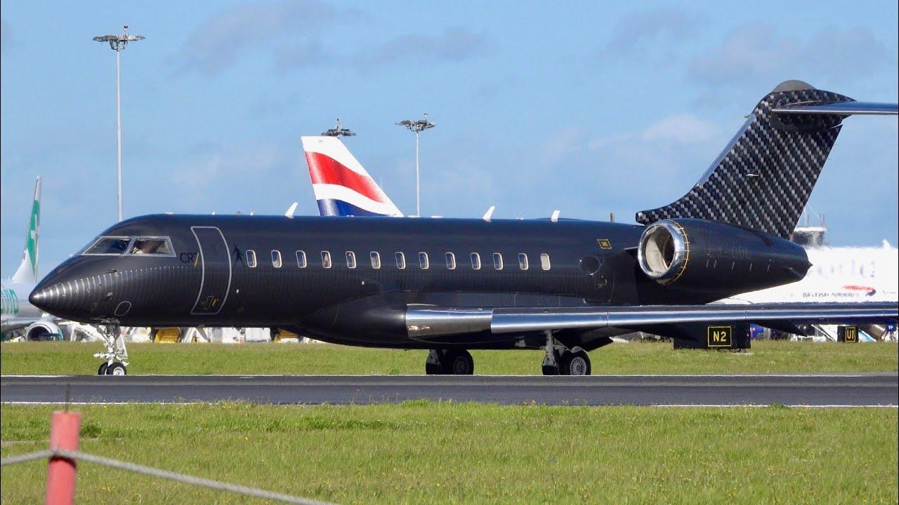 Cristiano Ronaldo’s CR7 private jet, registered LX-GOL, seen at Lisbon Airport, Portugal, March 23, 2025. (Photo via Youtube / Lisbon Airport Spotting)