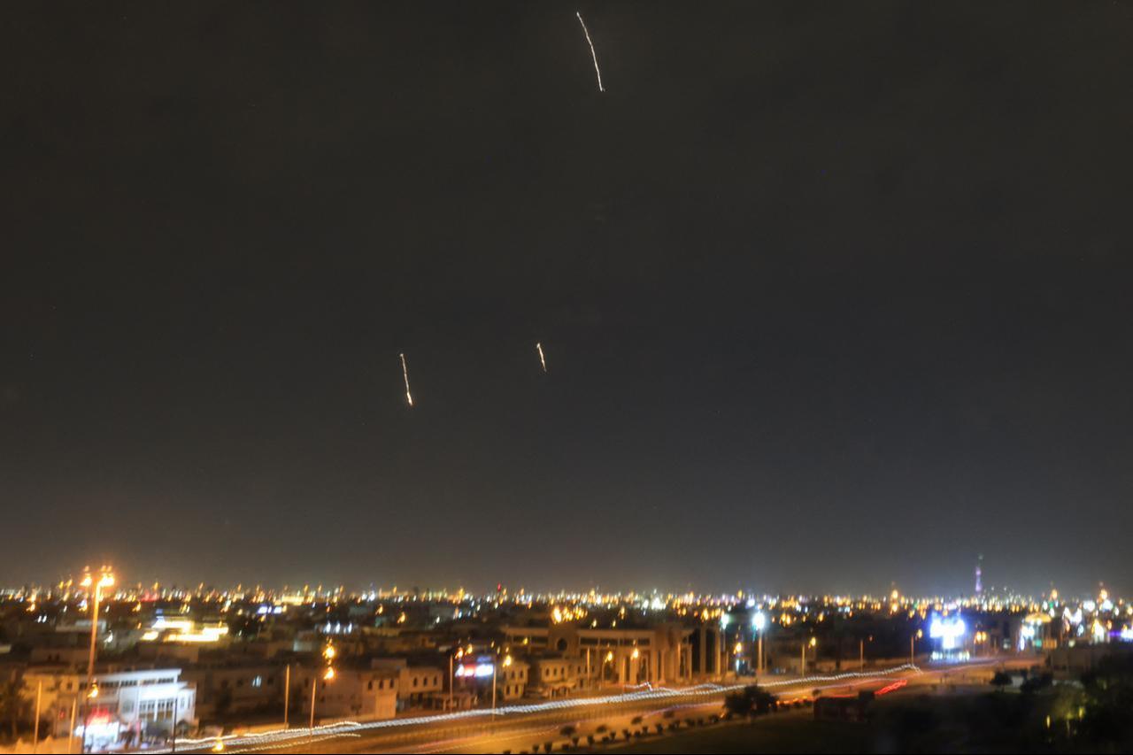 Missiles are seen in the skies over Doha on March 3, 2026. (AFP Photo)