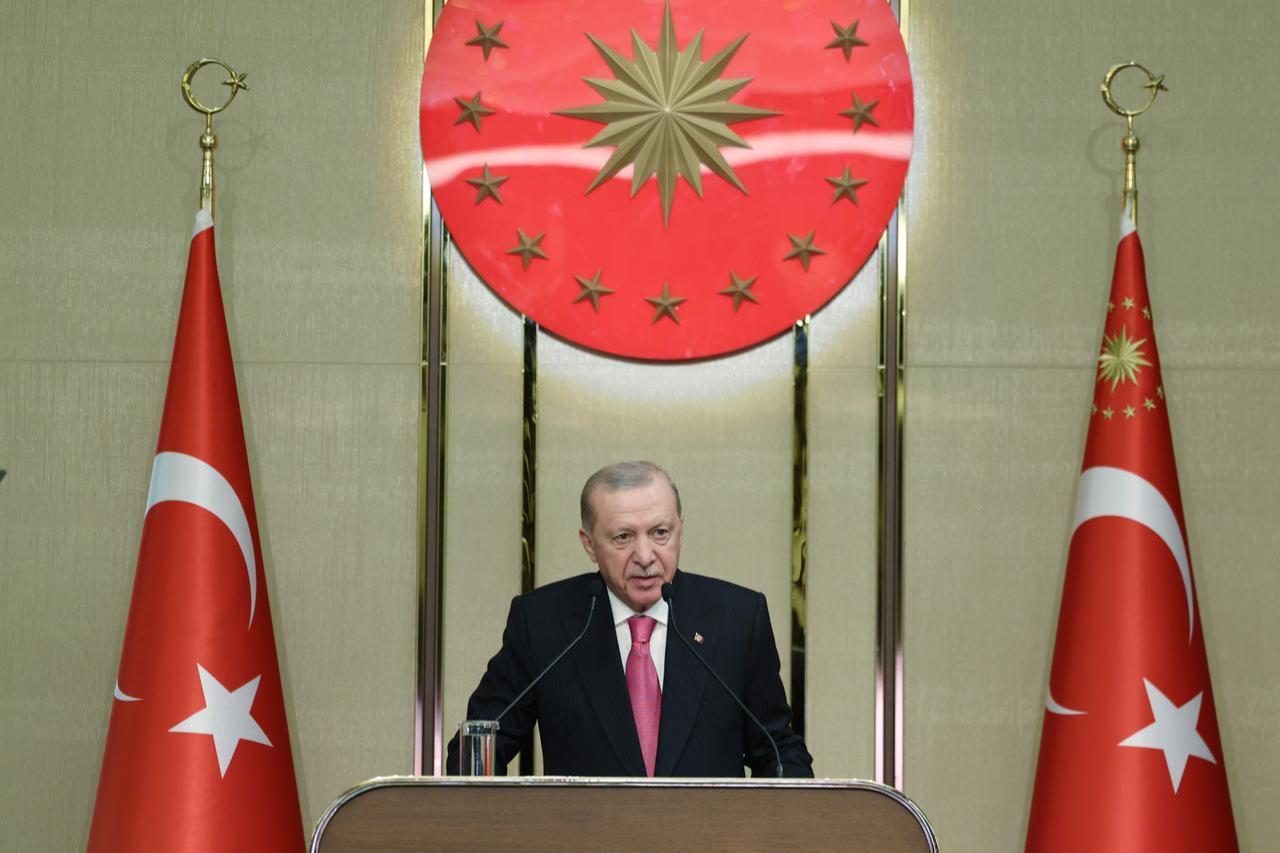 Turkish President Recep Tayyip Erdogan makes a speech as he attends iftar with students, athletes and youth at Bestepe Nation’s Exhibition Hall in Ankara, Türkiye on Feb. 26, 2026. (AA Photo)