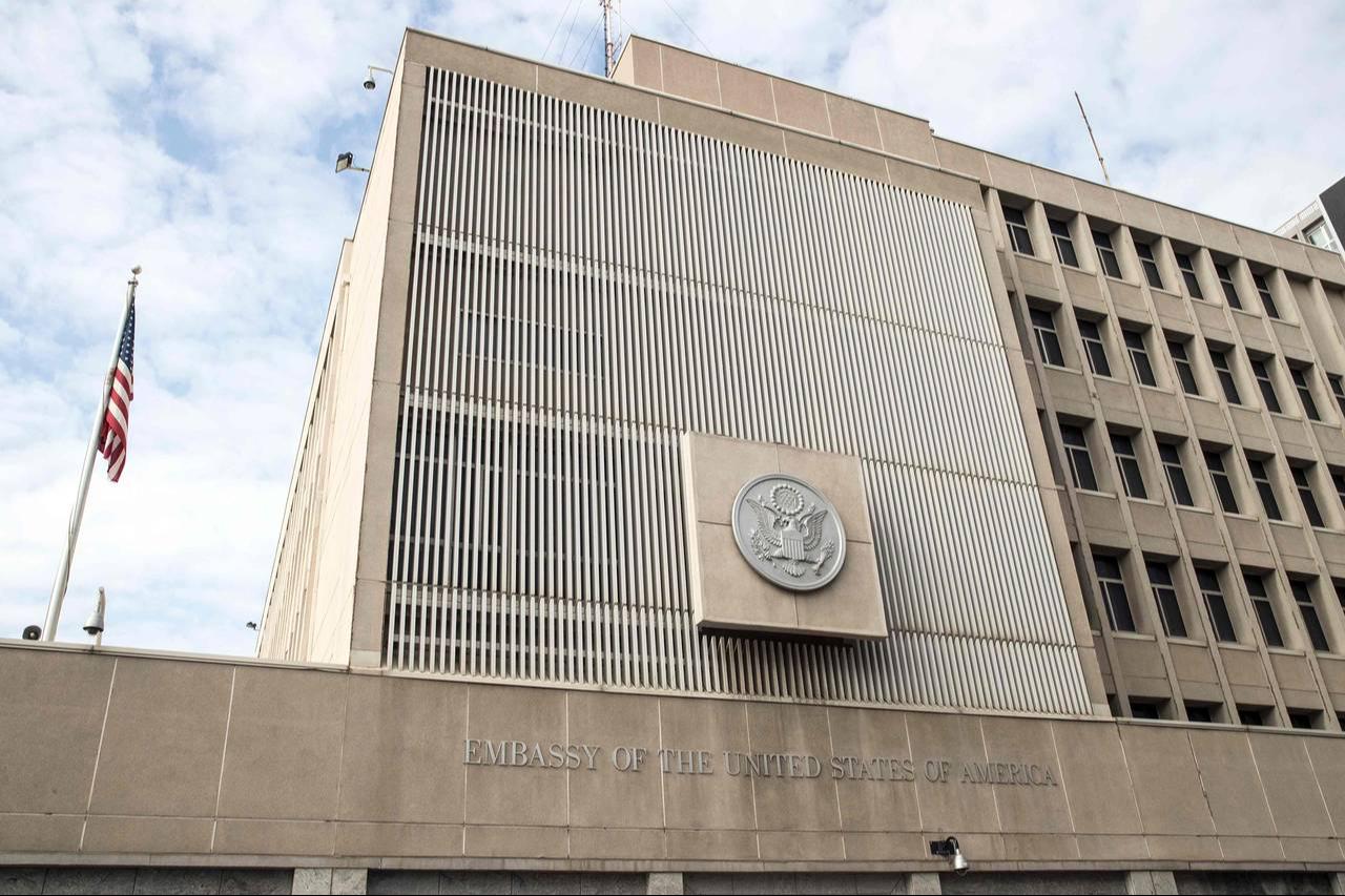 The U.S. Embassy building in the Israeli coastal city of Tel Aviv at an unspecified date. (AFP Photo)