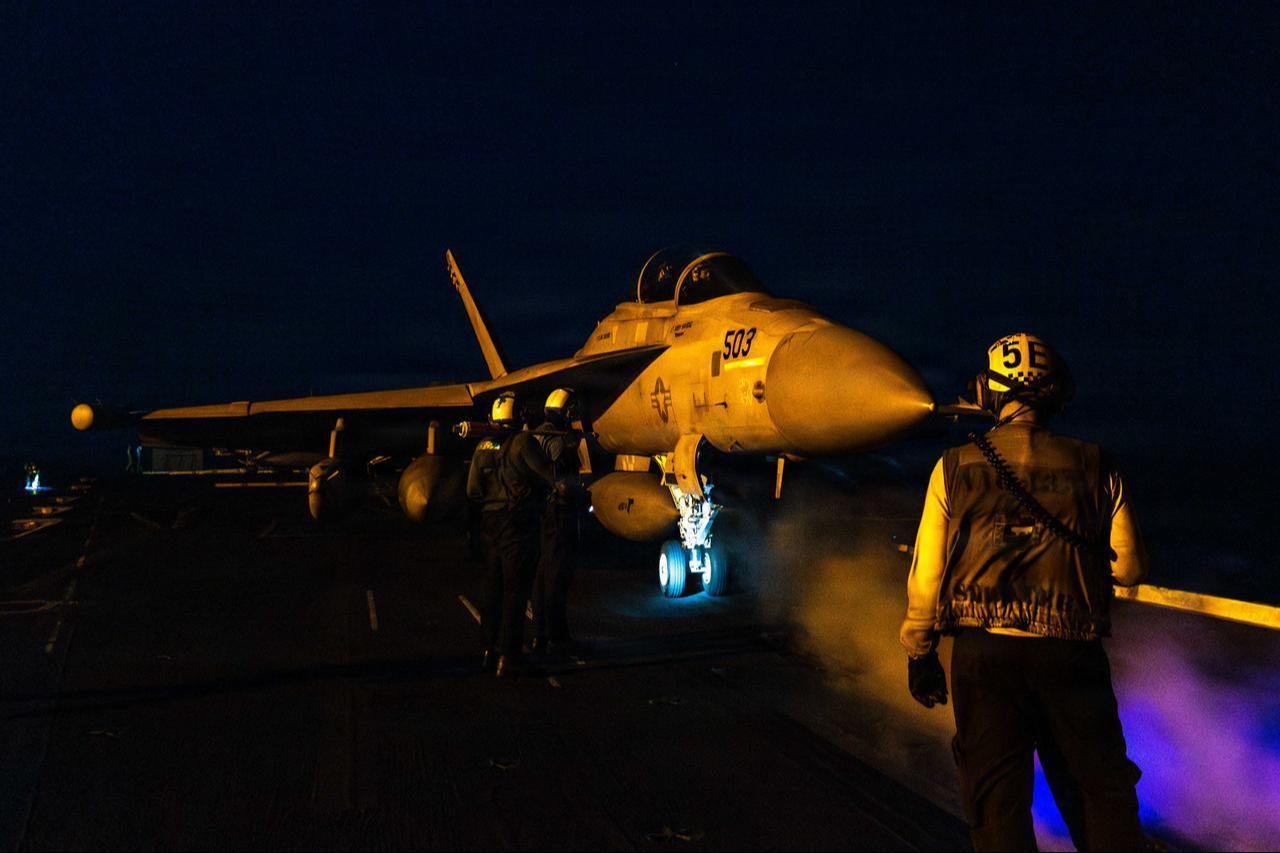 Multiple squadrons of F/A-18s are supporting sustained operations against Iran. (Photo via X/@CENTCOM)