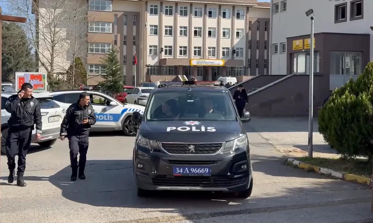 Police officers gather outside Tasdelen Borsa Istanbul Vocational and Technical Anatolian High School, Türkiye, March 2, 2026. (Photo via Türkiye Daily)
