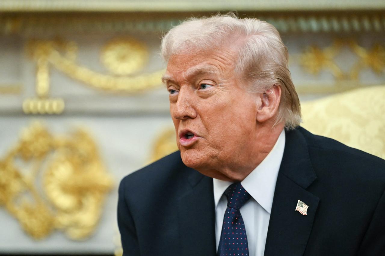 US President Donald Trump speaks during a meeting with German Chancellor Friedrich Merz in the Oval Office of the White House in Washington, DC on March 3, 2026. (AFP Photo)