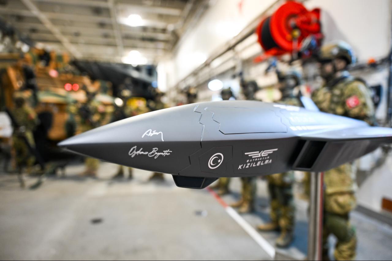 Military vehicles are displayed during a naval exhibition at TCG Anadolu in Rotterdam, South Holland, Feb. 27, 2026, as part of NATO exercise Steadfast Dart. (AA Photo)