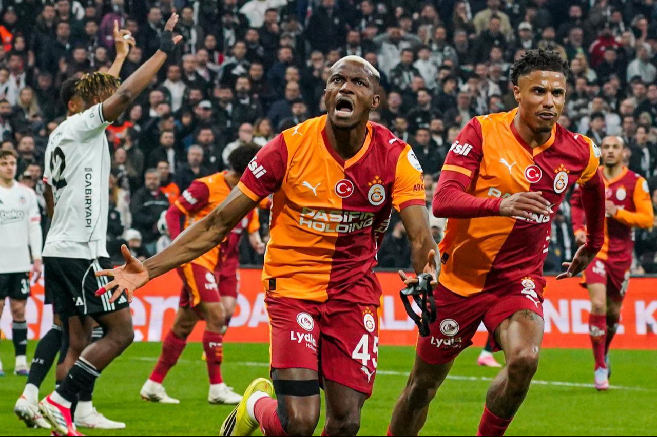 Galatasaray’s Victor Osimhen celebrates after scoring a goal during the Turkish Super Lig week 25 match between Besiktas and Galatasaray at Tupras Stadium in Istanbul, Türkiye, March 07, 2026. (AA Photo)