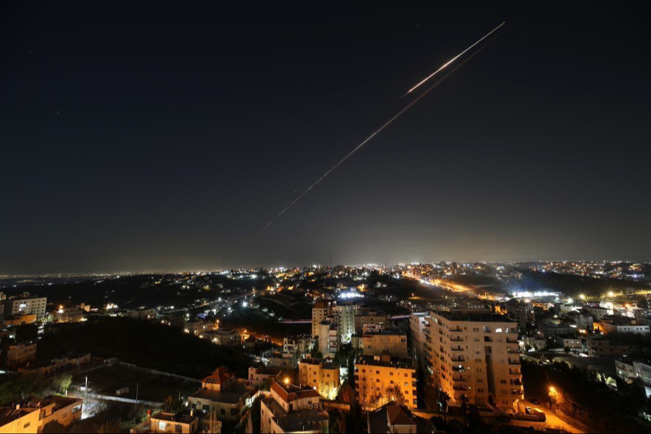 Missiles fired from Iran toward Israel are spotted in the skies over the city of Hebron, Palestine on March 27, 2026. (AA Photo)