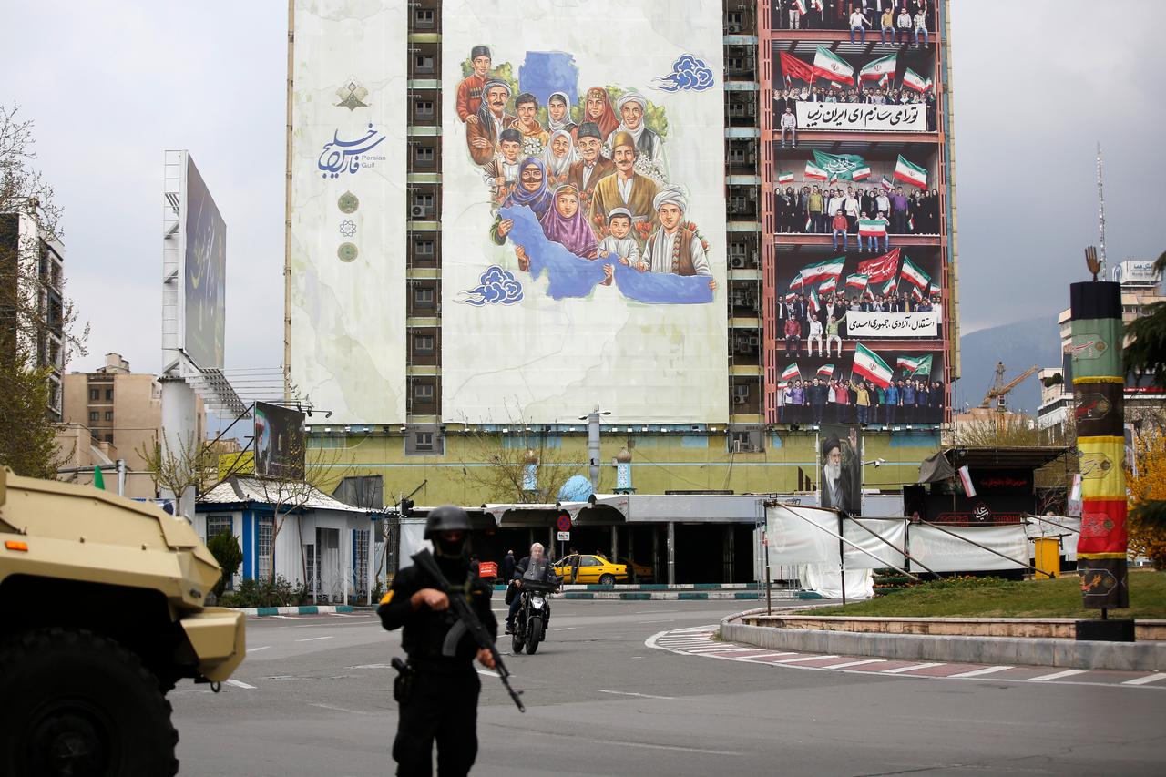 Security forces take precautionary measures on the 30th day after the February 28 attacks attributed to the United States and Israel, in Tehran, capital of Iran, March 29, 2026. (AA Photo)