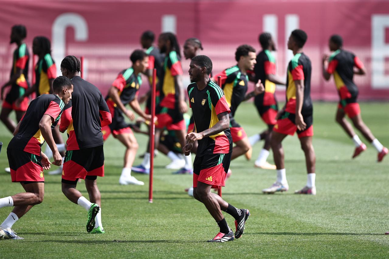 Jamaica players take part in a training session at the Verde Valle Training Center in Zapopan, Mexico, March 30, 2026, ahead of the intercontinental 2026 FIFA World Cup qualifiers playoff match against the Democratic Republic of Congo. (AFP Photo)