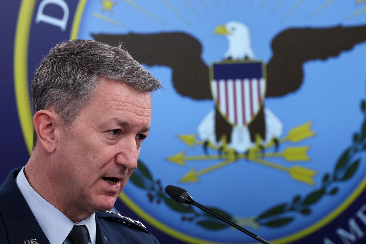 Chairman of the Joint Chiefs of Staff Gen. Dan Caine speaks during a press briefing at the Pentagon on March 31, 2026 in Arlington, Virginia. (AFP Photo)