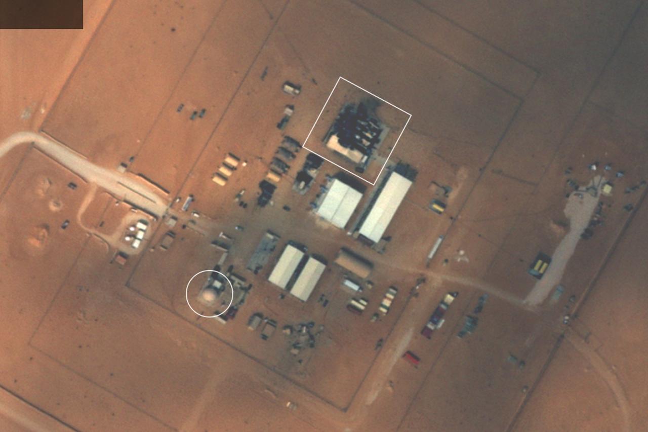 A satellite image shows Prince Sultan Air Base, Saudi Arabia, on March 3, 2026. (Photo via New York Times/Planet Labs)