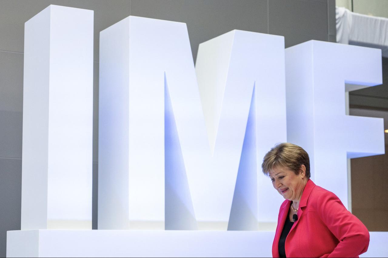 IMF Managing Director Kristalina Georgieva arrives to deliver a keynote speech ahead of the IMF/WB Spring Meetings at IMF headquarters in Washington, DC, April 17, 2025. (AFP Photo)