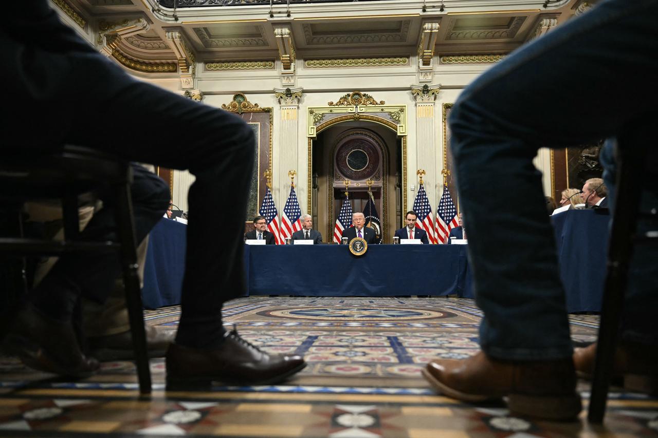 US President Donald Trump speaks during a roundtable on Ratepayer Protection Pledge in the Indian Treaty Room at the Eisenhower Executive Office Building on the White House campus in Washington, DC, on March 4, 2026. (AFP Photo)