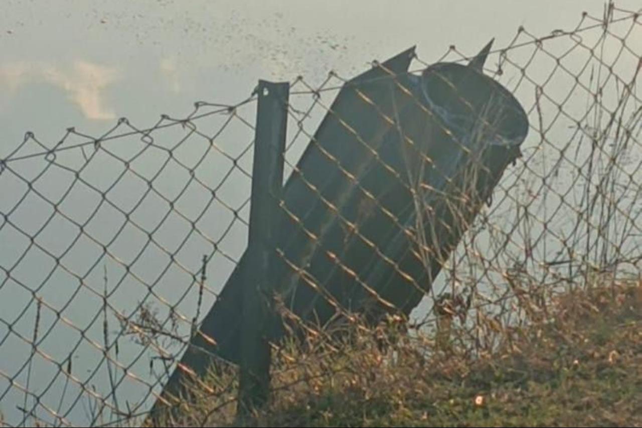A piece of ordnance fired from Iran, which crossed Iraqi and Syrian airspace before being destroyed in mid-air, landed in Dortyol district of Hatay, Türkiye, March 4, 2026. (IHA Photo)
