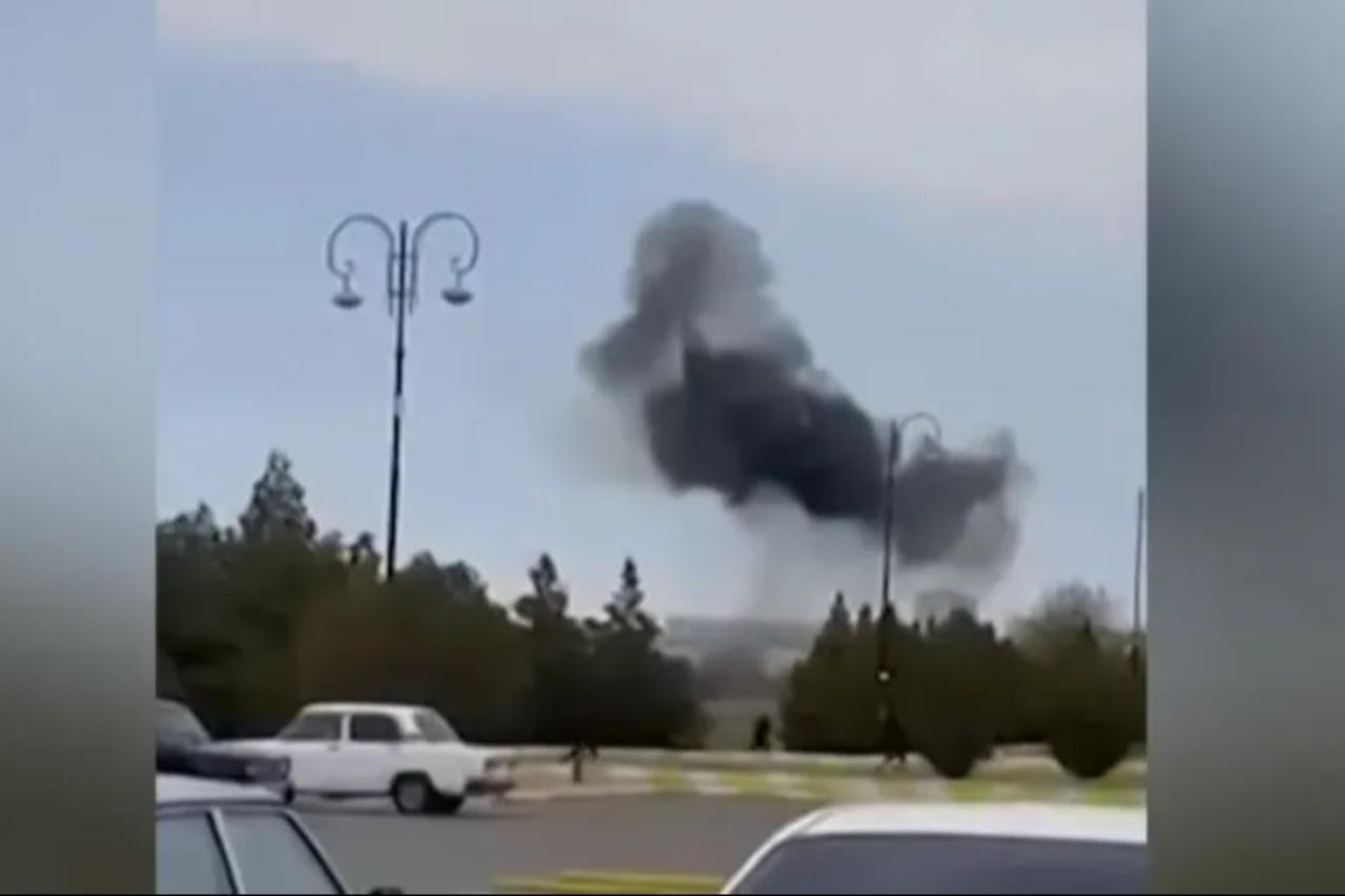 An Iranian Shahed drone strikes the terminal building of the airport in Azerbaijan's Nakhchivan province. [Screengrab/Türkiye Today]