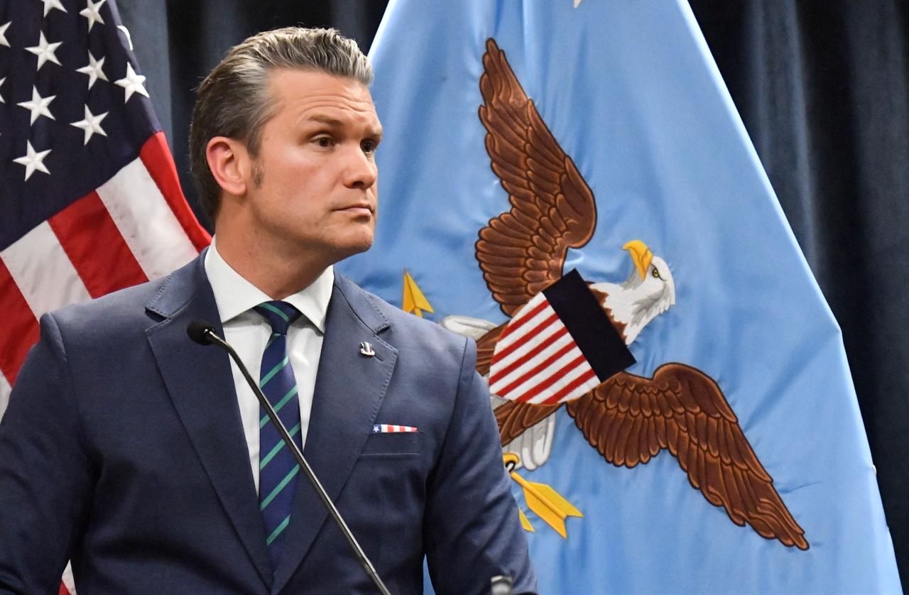 US Secretary of Defense Pete Hegseth speaks during a press conference at US Central Command (CENTCOM) headquarters at MacDill Air Force Base in Tampa, Florida, on March 5, 2026. (AFP Photo)