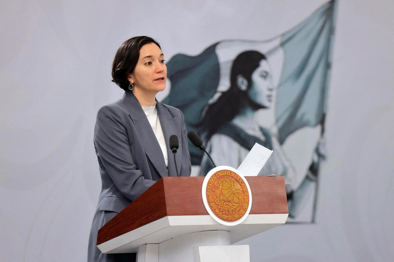 Mexico’s President Claudia Sheinbaum speaks during a daily press conference at a military base in Zapopan, Jalisco, Mexico, March 6, 2026. (AFP Photo)