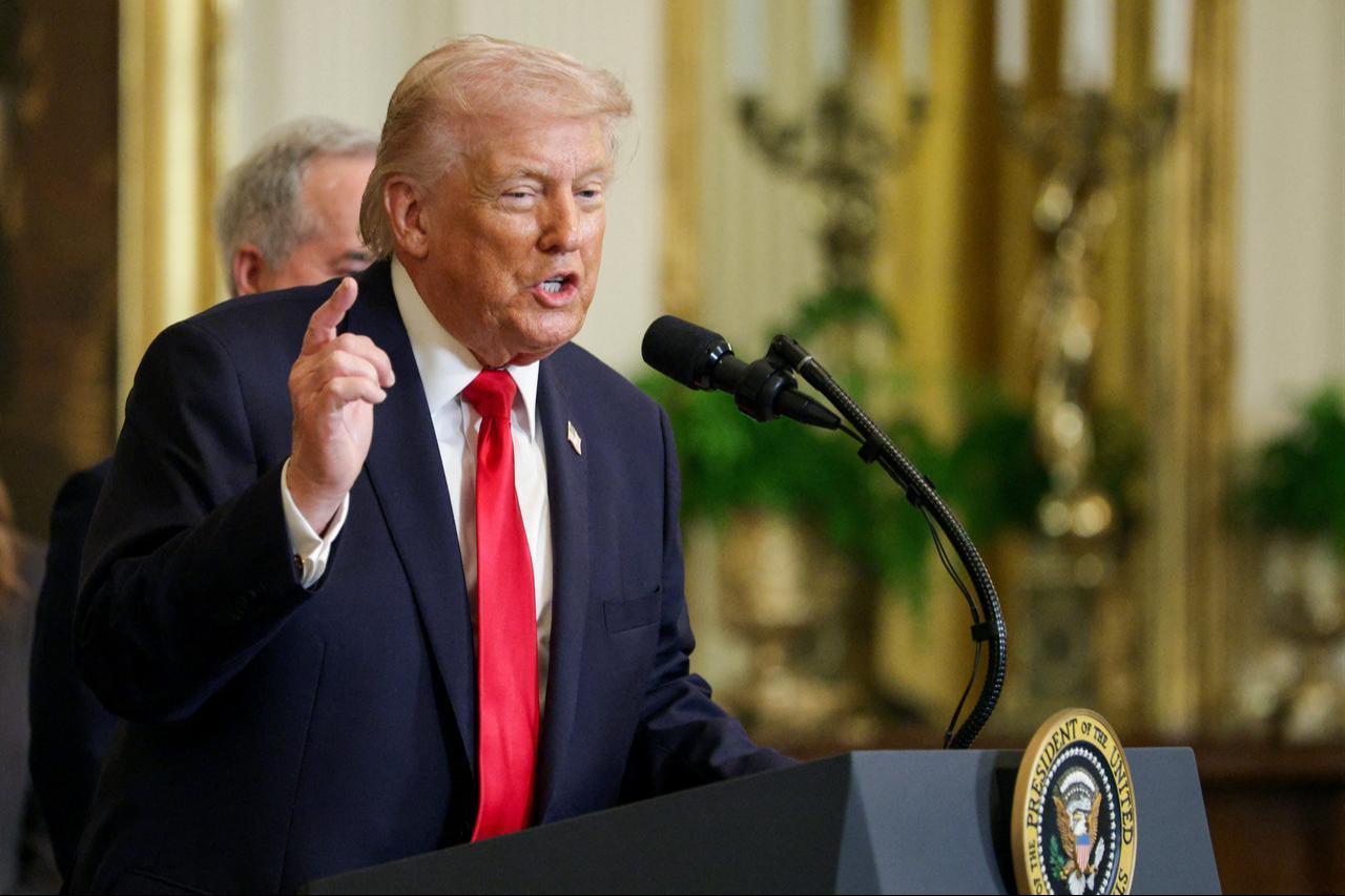 U.S. President Donald Trump speaks during an event celebrating the 2025 MLS Cup Champions Inter Miami CF at the White House on March 5, 2026, in Washington, DC. (AFP Photo)