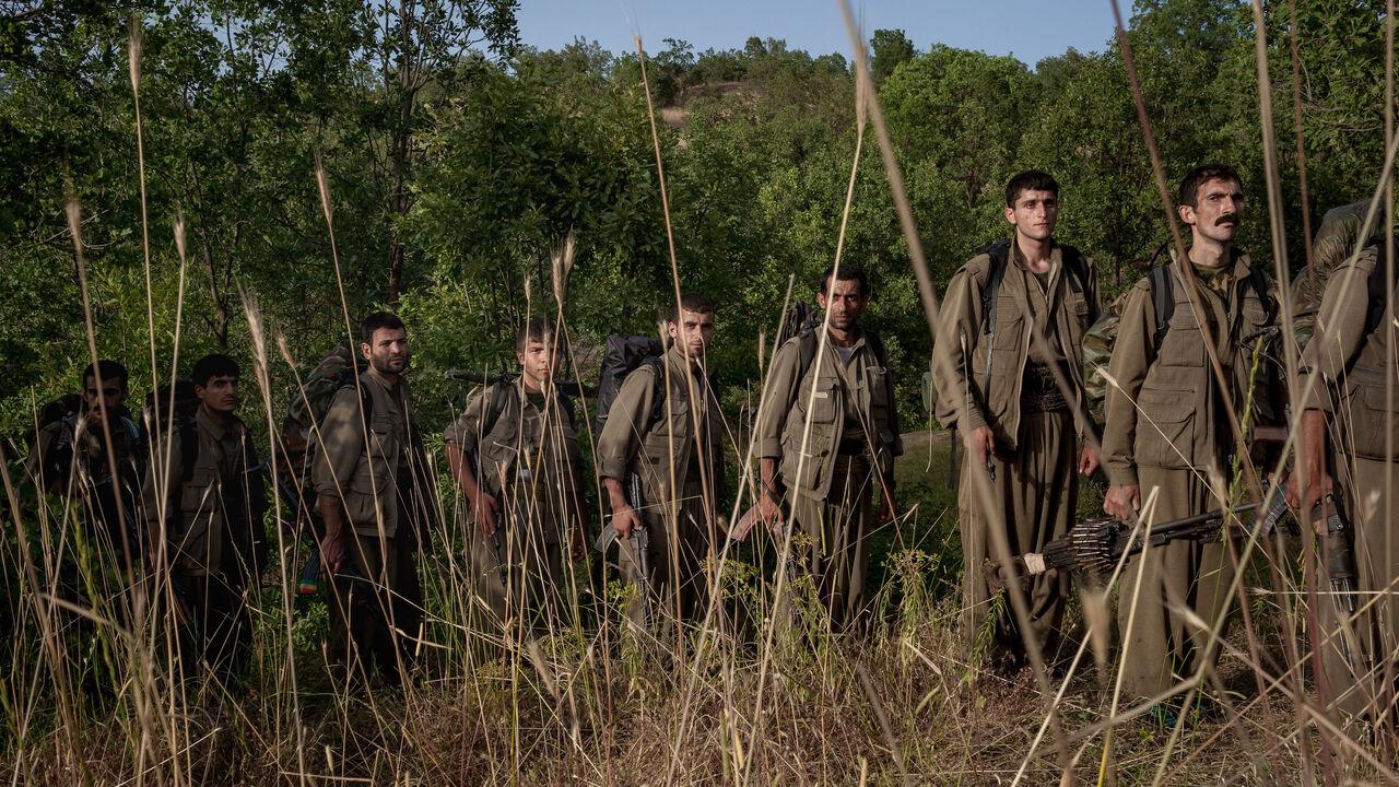 Members of the terrorist organization PKK inside the Matin mountain, north of Duhok, Iraq, at an unspecified time. (AFP Photo)