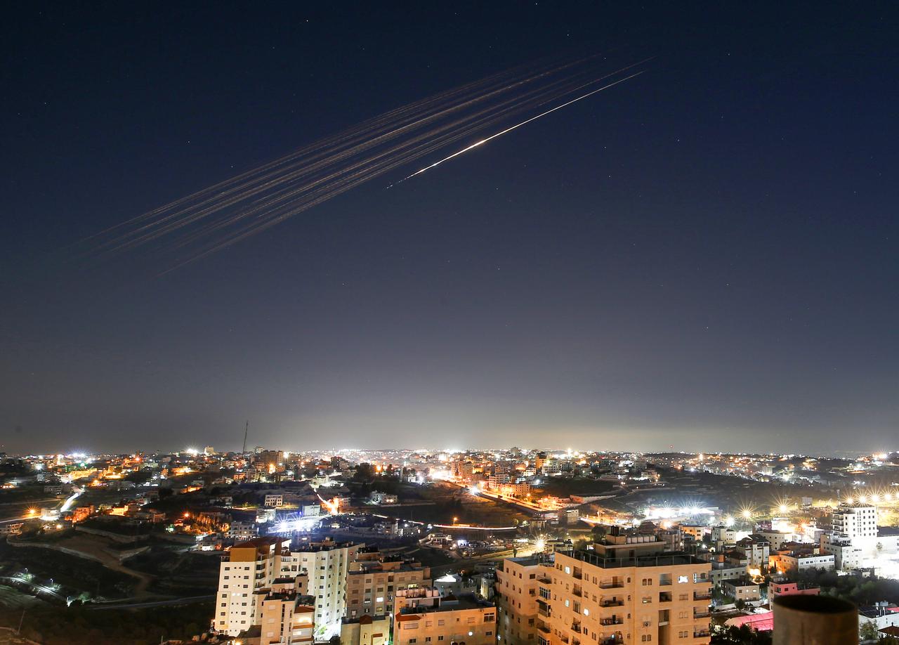 Missiles launched from Iran toward Israel as a retaliatory attack are seen from Hebron, West Bank on March 05, 2026. (AA Photo)