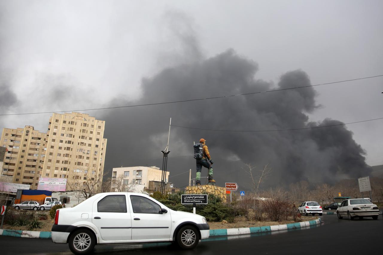 Black smoke rises after fires broke out following US-Israel attacks targeting some oil storage facilities targeted, including the Shehran oil depot, in Tehran, Iran, March 8, 2026. (AA Photo)