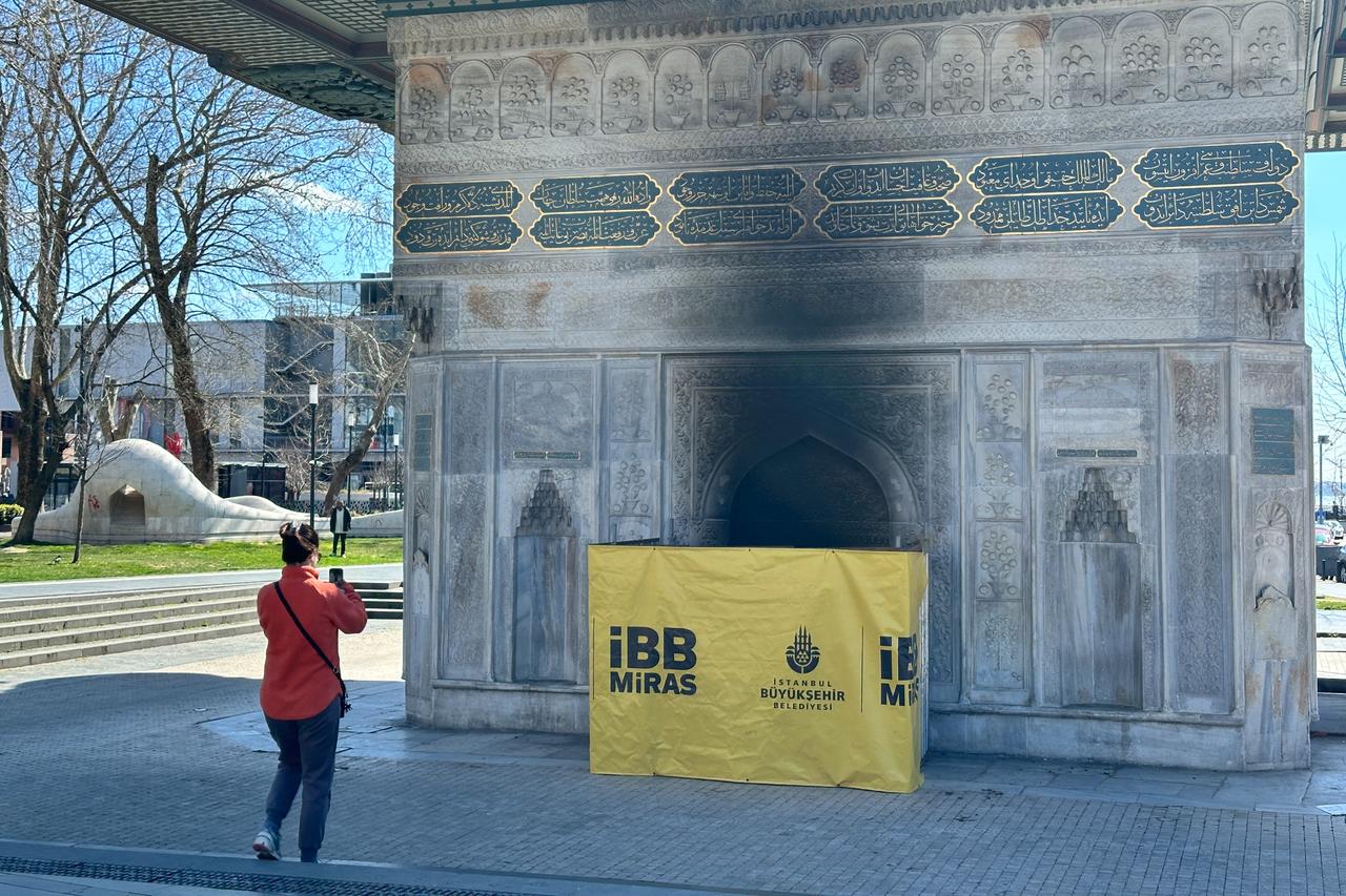 300-year-old Ottoman fountain in Istanbul damaged after fire lit on marble surface