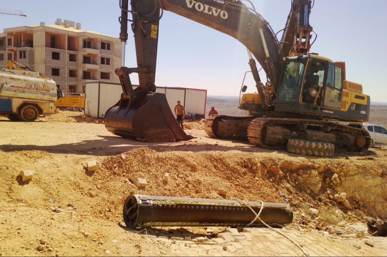 A missile fragment that landed in the Guneysehir neighborhood of the Sahinbey district in Gaziantep, Türkiye, on March 9, 2026. (IHA Photo)
