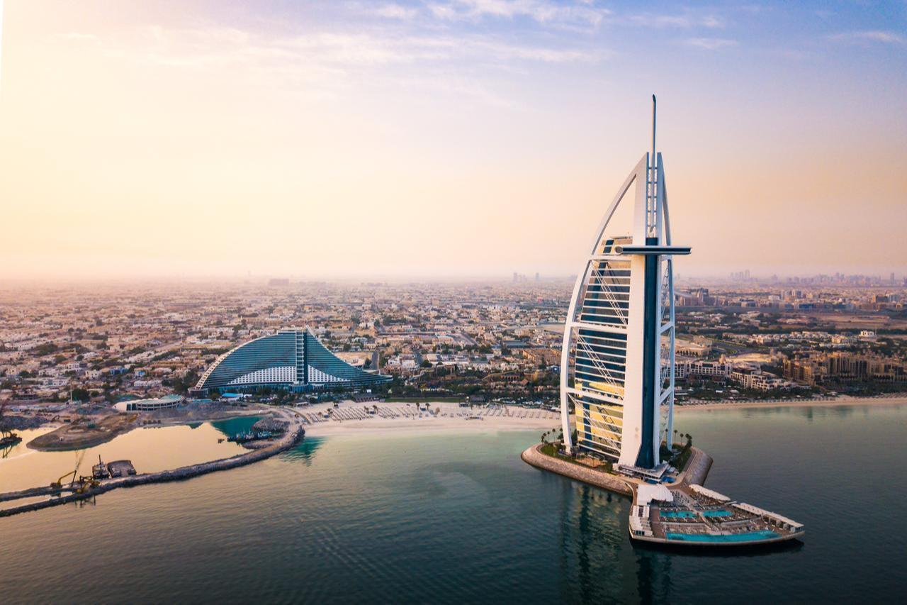 Burj Al Arab stands on its artificial island off Jumeirah Beach in Dubai, United Arab Emirates, June 5, 2019. (Adobe Stock Photo)