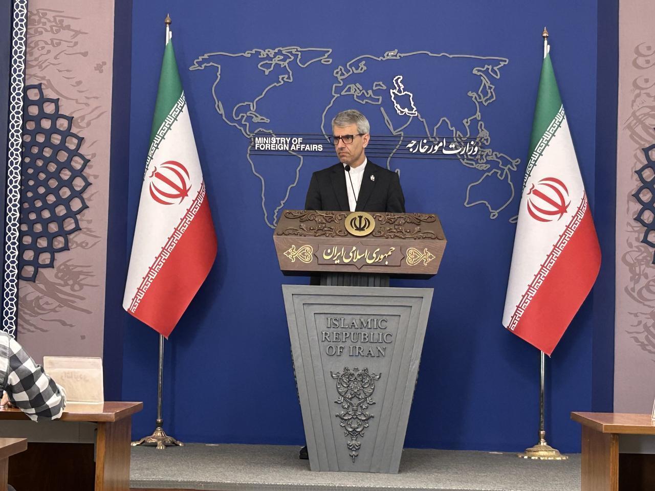 Iranian Foreign Ministry Spokesman Esmaeil Baqaei holds a press conference at the ministry building in Tehran, Iran, on August 18, 2025. (AA Photo)