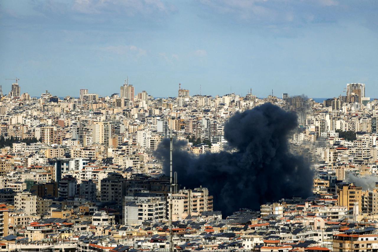 A smoke cloud erupts from the site of an Israeli airstrike on Beirut’s southern suburbs on March 9, 2026. (AFP Photo)