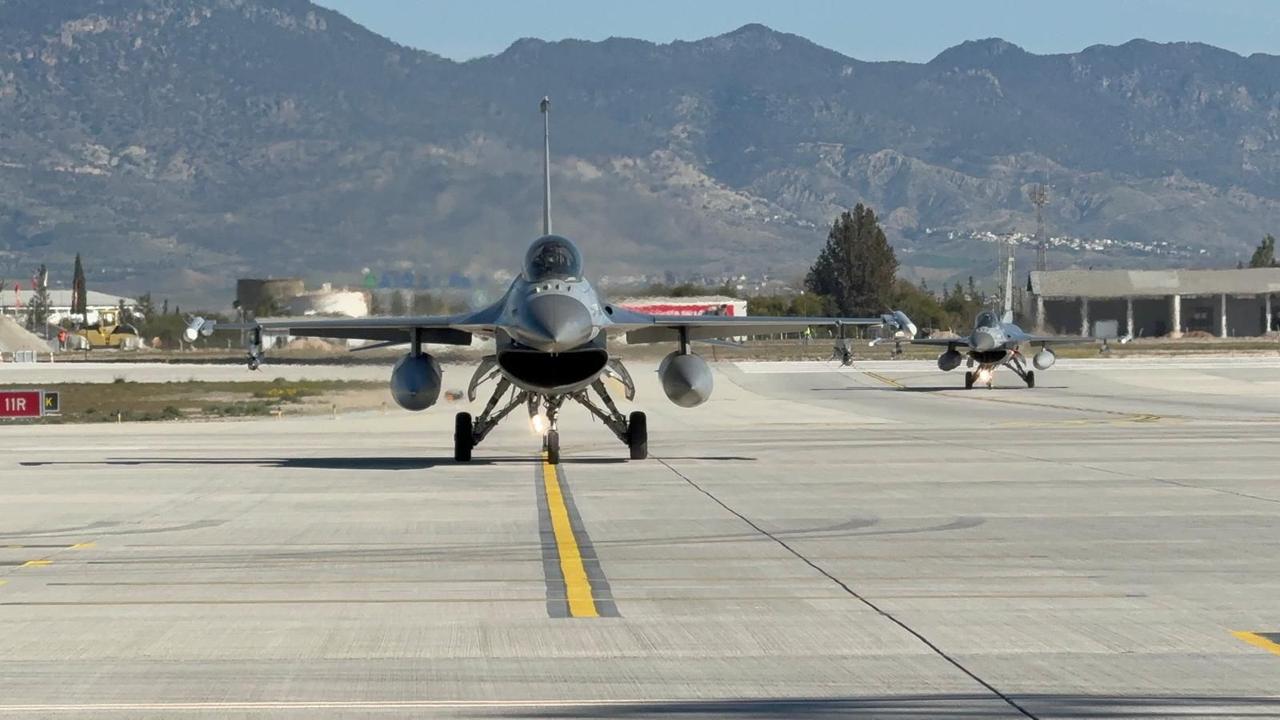 Six F-16 fighter jets and air defense systems are deployed to enhance the security of Lefkosia, Turkish Republic of Northern Cyprus (TRNC) on March 9, 2026. (AA Photo)