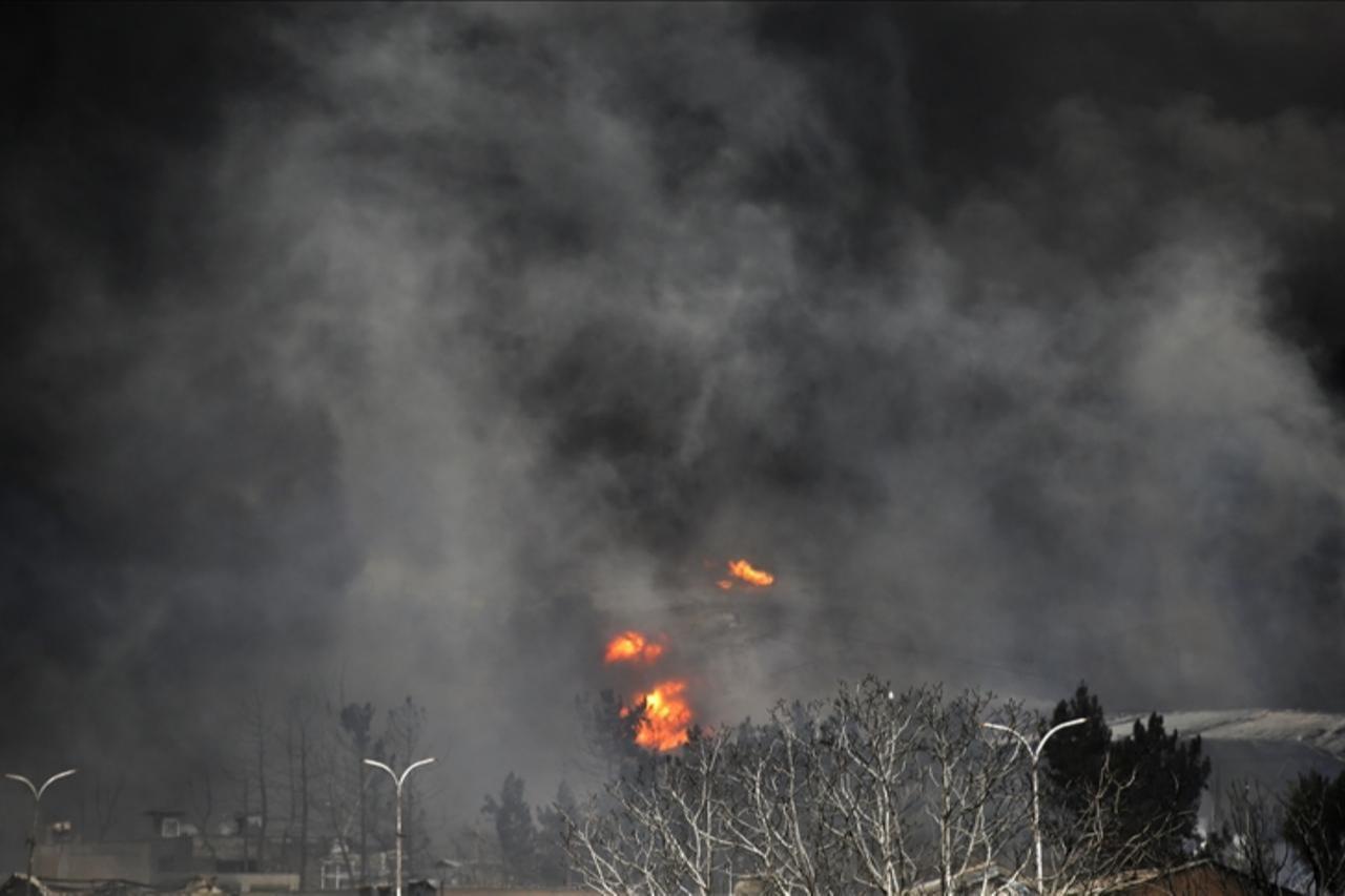 A burning neighborhood in Iran, accessed on March 8, 2026. (AA Photo)
