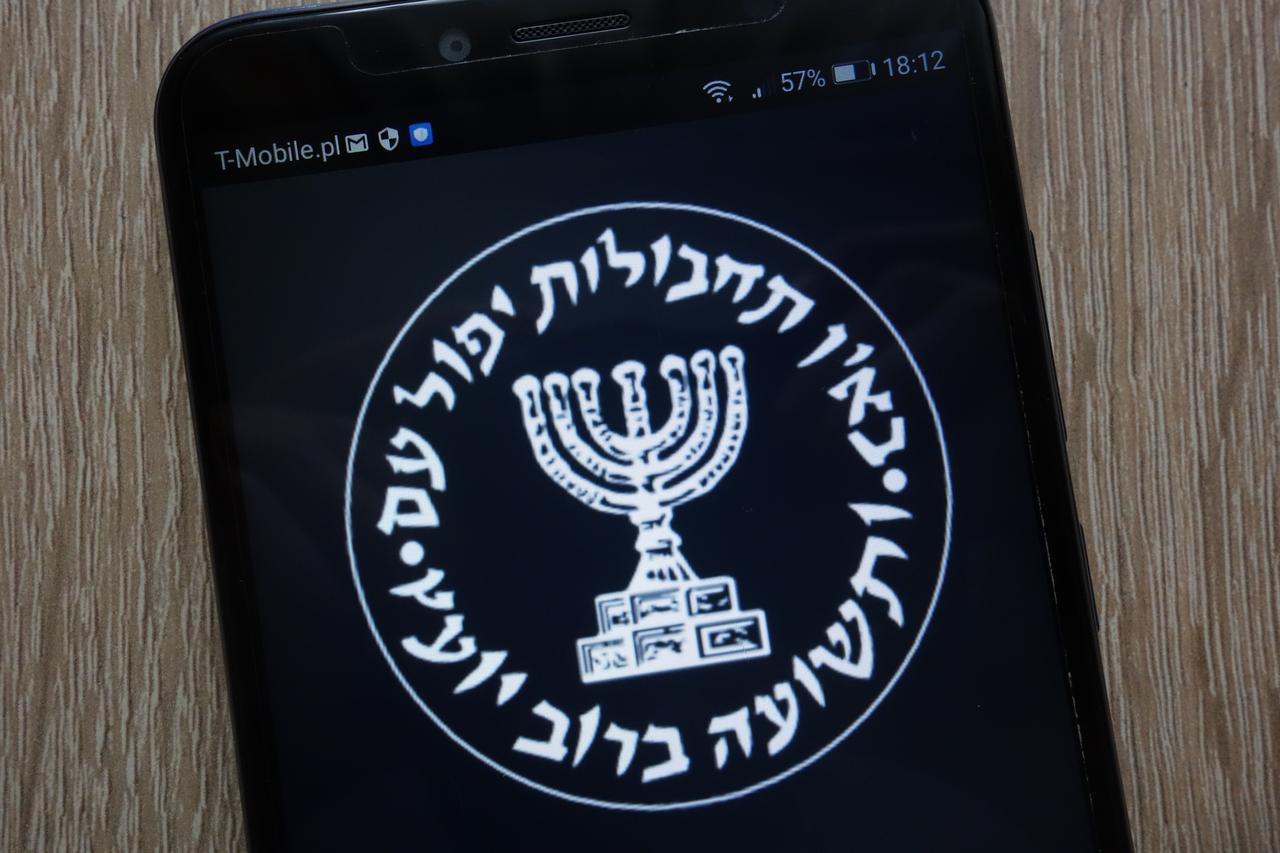 Mossad, Israeli secret intelligence service, logo displayed on a modern smartphone in Konskie, Poland on September 6, 2018. (Adobe Stock photo)
