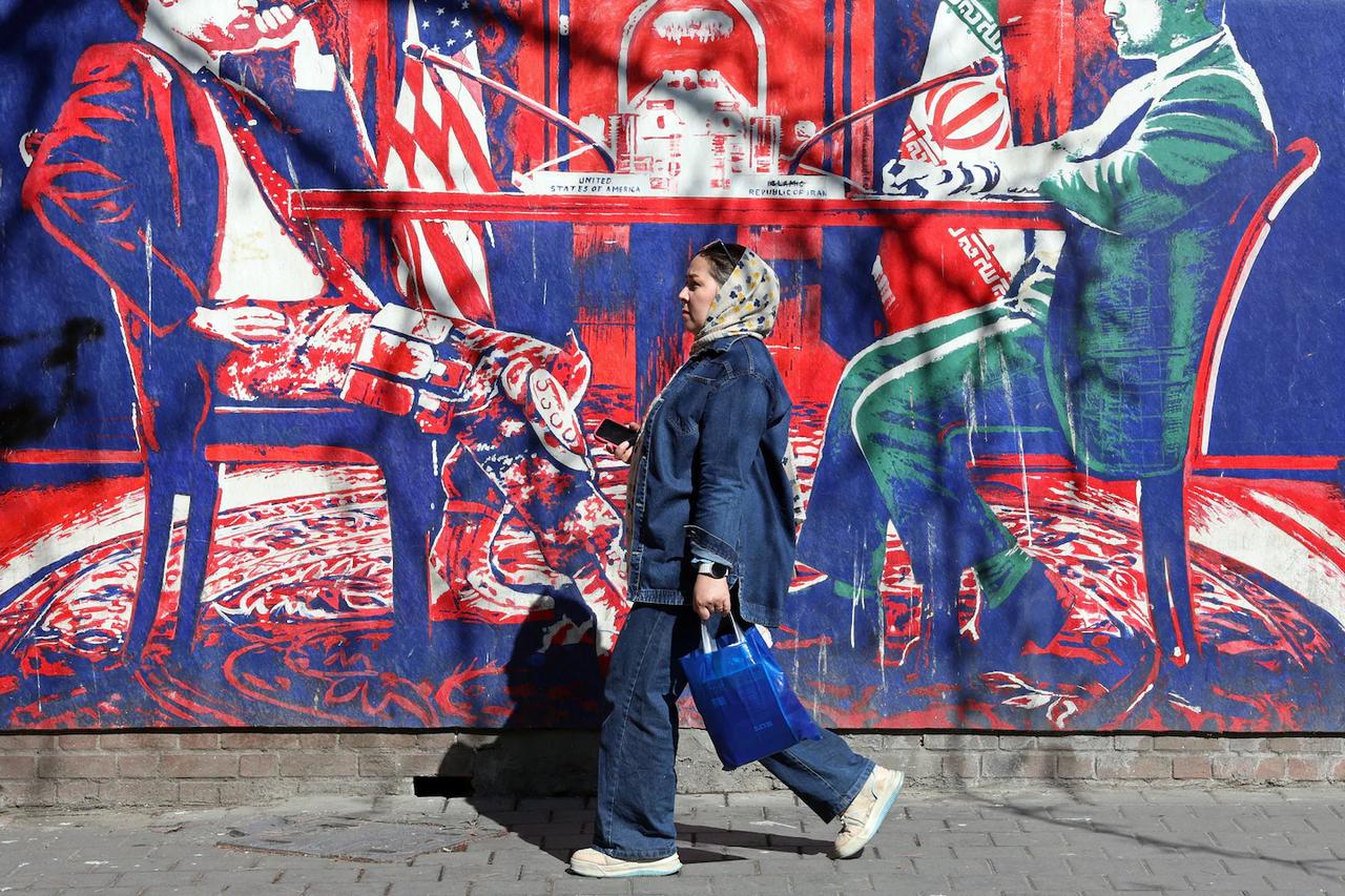 An anti-American mural on the former U.S. Embassy in Tehran, Iran, photo accessed on April 1, 2026. (AFP Photo)