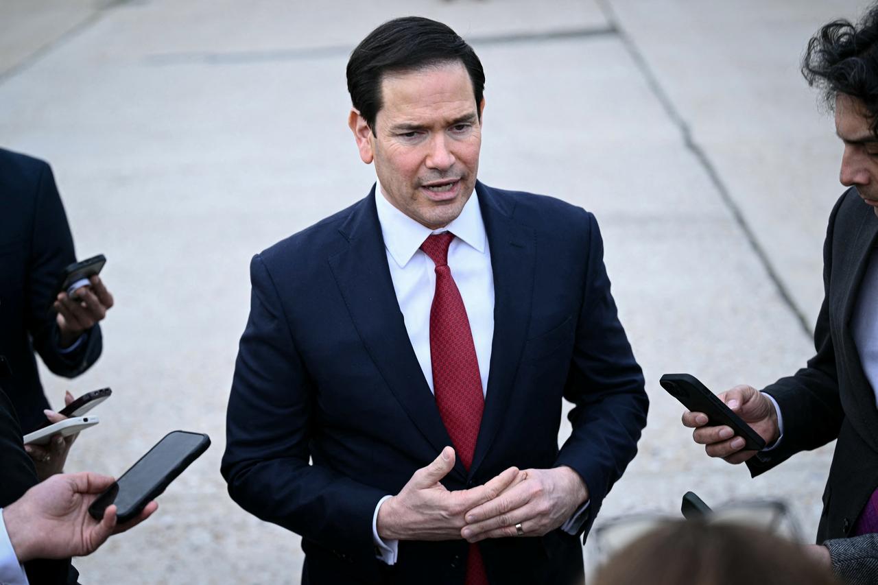 US Secretary of State Marco Rubio speaks to the press following a G7 Foreign Ministers' meeting at the Bourget airport in Le Bourget, outside Paris, on March 27, 2026. (AFP Photo)