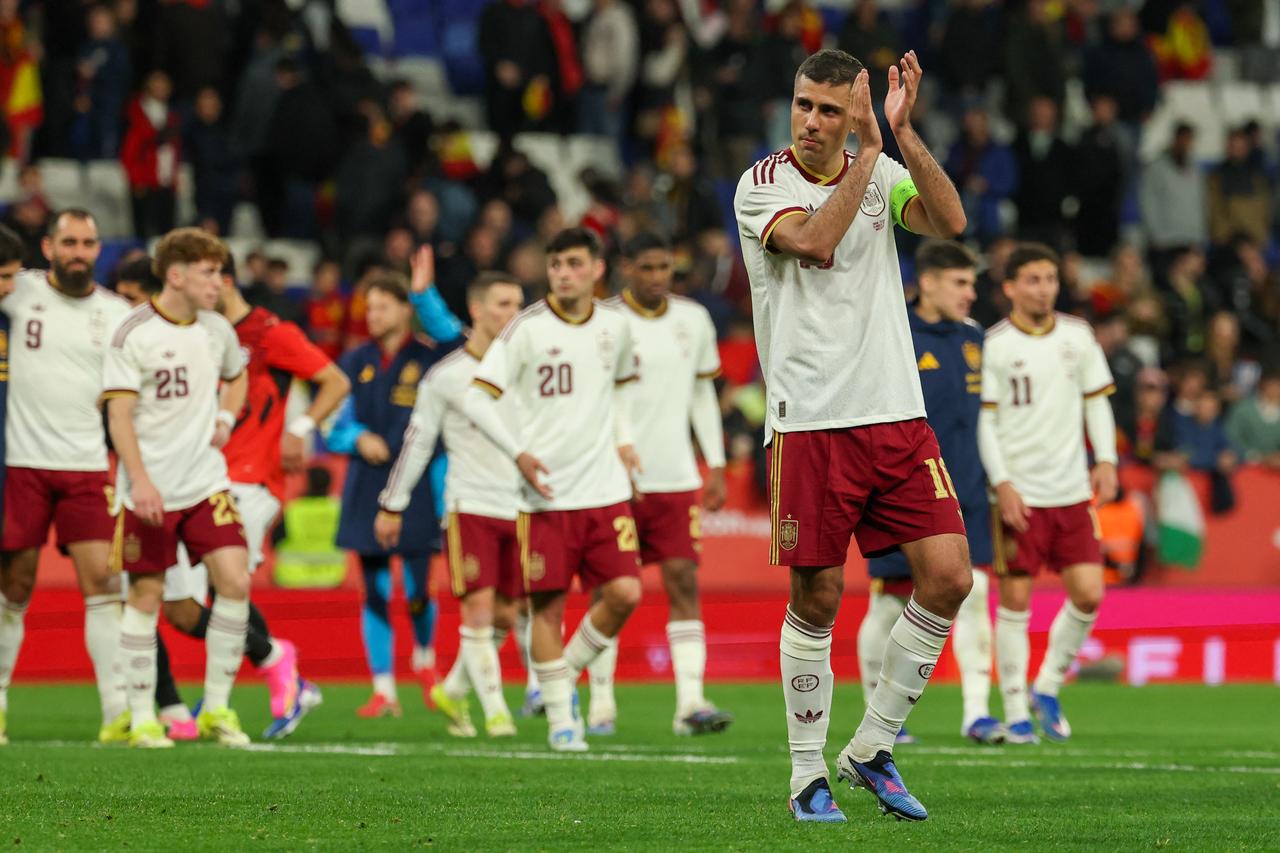 Spain players react after the international friendly football match between Spain and Egypt, Barcelona, March 31, 2026. (AFP Photo)