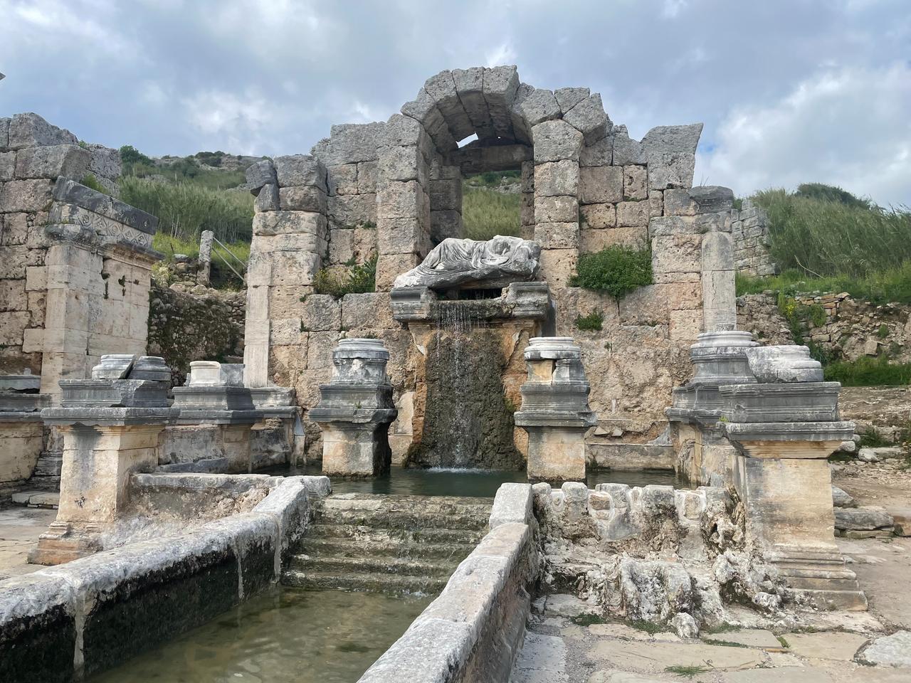 The Kestros fountain in the ancient city of Perge, where water flows again after centuries, in Antalya, Türkiye, April 8, 2026. (Photo by Koray Erdogan/Türkiye Today)