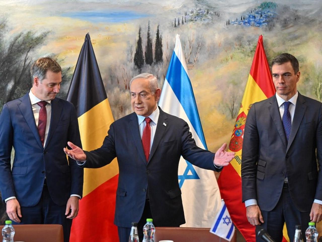 Israeli Prime Minister Benjamin Netanyahu meets with Spanish Prime Minister Pedro Sanchez and Belgian Prime Minister Alexander De Croo in Jerusalem, Nov. 23, 2023. (Photo via gov.il)