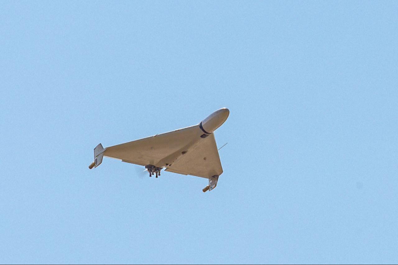 Iranian-made Shahed-136 'Kamikaze' drone flies over the sky of Kermanshah, Iran, March 7, 2024. (AFP Photo)