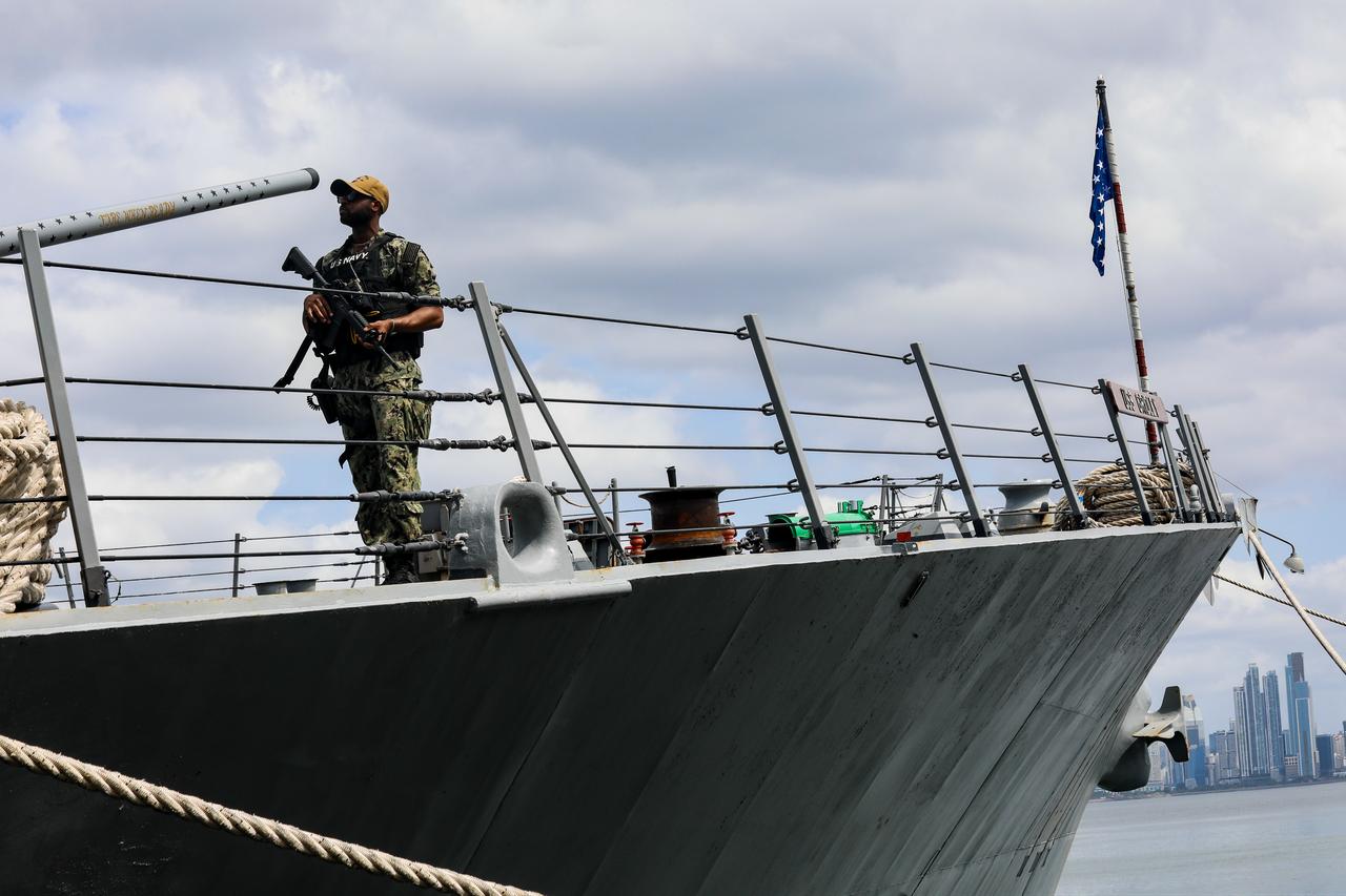 The destroyer USS Gridley arrive with stops including Peru, Chile, and Brazil as part of the Southern Seas 2026 tour in Panama City, Panama, March 29, 2026. (AA Photo)
